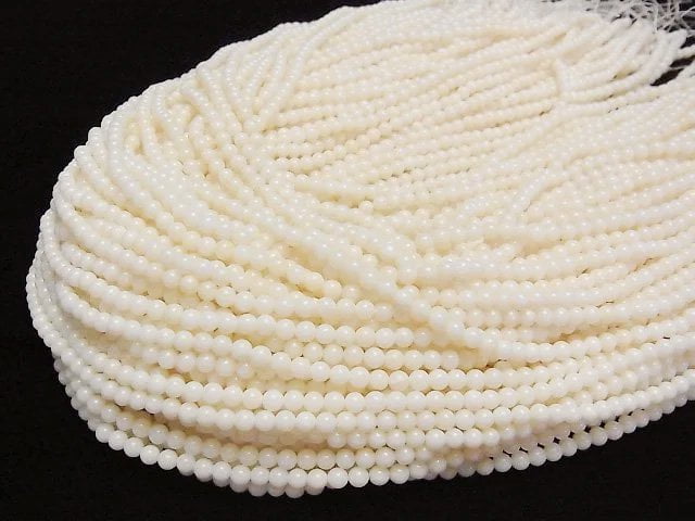 Corail Blanc Rond Perles 3.5mm 1 fil (env. 15inch/37cm)