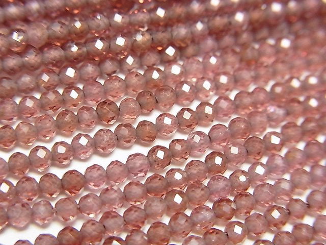 高品質!香檳色石榴石 AAA 刻面圓珠 2.5mm 1串珠子 (約15英吋/38公分)