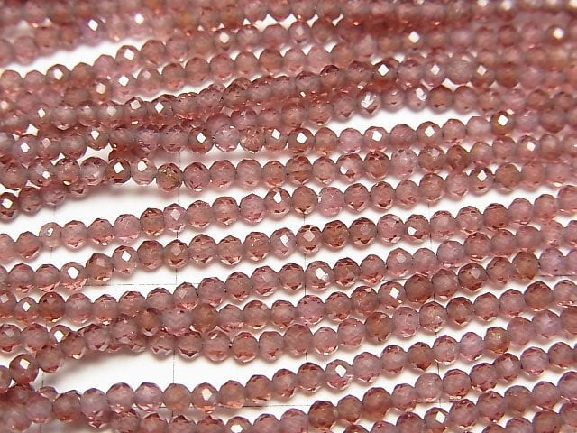 高品質!香檳色石榴石 AAA 刻面圓珠 2.5mm 1串珠子 (約15英吋/38公分)