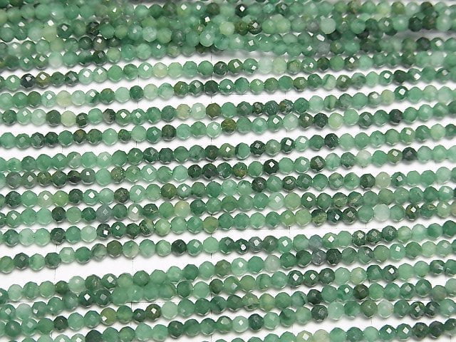 Hochwertig! Verdite Facettierter Rund 2mm 1Strang Perlen (ca. 15 Zoll/38 cm)