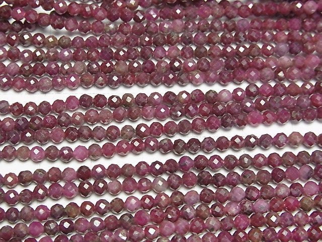 Hochwertig! Indischer Rubin AA Facettierter Rund 3mm 1Strang Perlen (ca. 15 Zoll/37 cm)