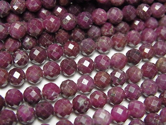 High Quality! Indian Ruby AA Faceted Round 5mm half or 1strand beads (aprx.15inch/37cm)