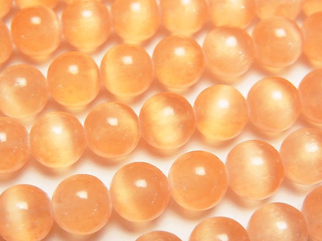 橙色透石膏 (石膏) 圓珠 8毫米 一串 (約15英吋/37公分)