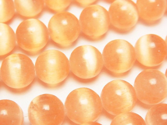 橙色賽黃石(石膏)圓珠 10毫米 半串或1串珠子 (約15英吋/37公分)