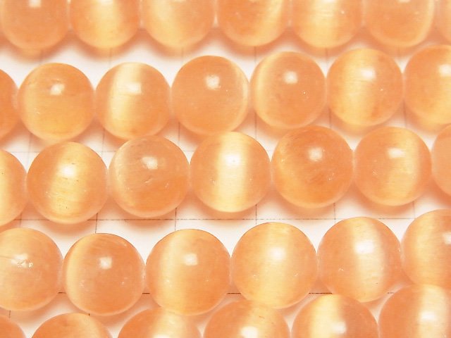橙色賽黃石(石膏)圓珠 10毫米 半串或1串珠子 (約15英吋/37公分)