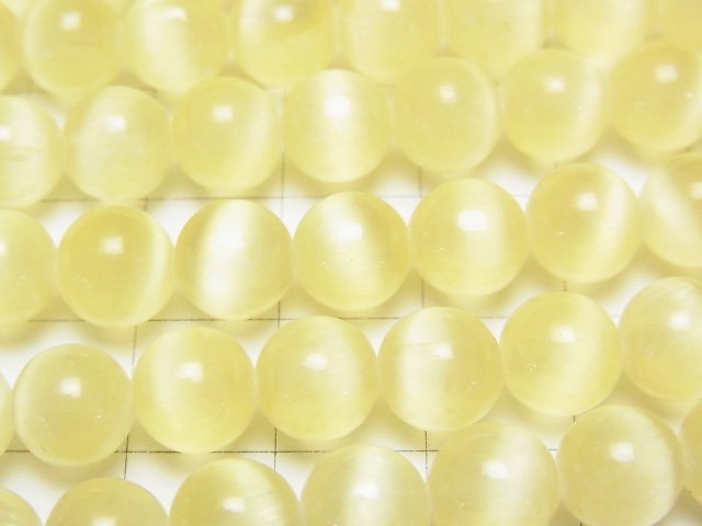 黃色透石膏圓珠 8mm 1串 (約15英吋/37公分)