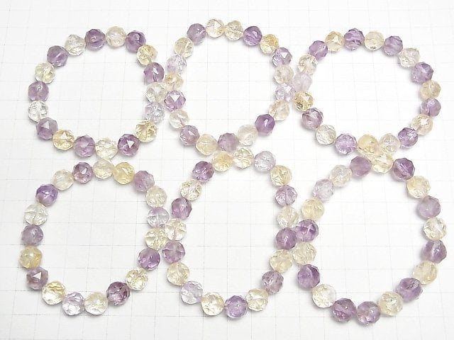 Hochwertig! Amethyst x Citrin AA++ Stern facettierte Runde 10mm Armband