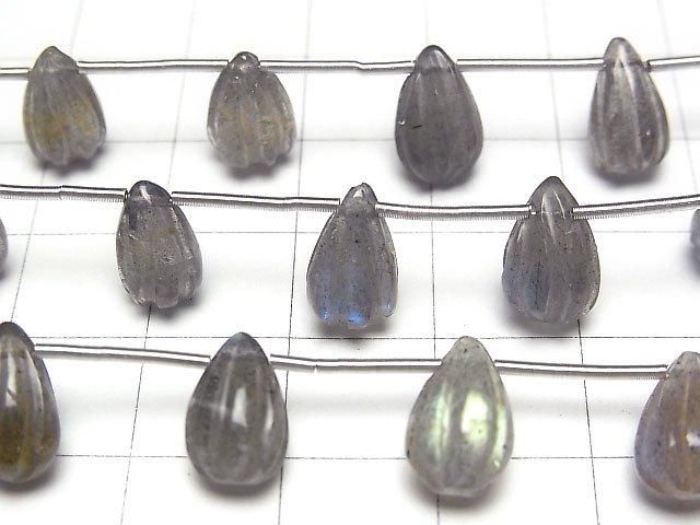 頂級拉長石 AA++ 線雕水滴 1串珠子 (8顆)