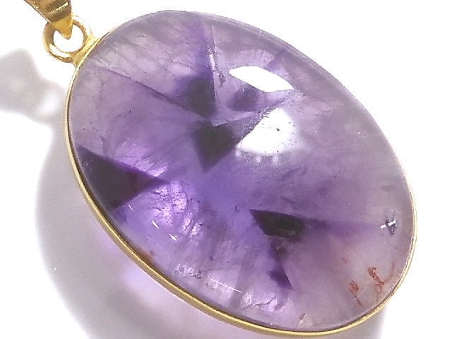 Pendentif améthyste Trapiche unique en son genre 18KGP n°44