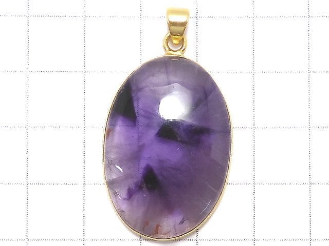 Pendentif améthyste Trapiche unique en son genre 18KGP n°44
