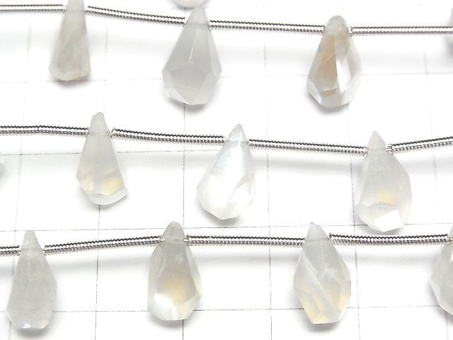 高品質寶石藍月光石 AAA 級 - 粗胚刻面梨形串珠 (8顆)