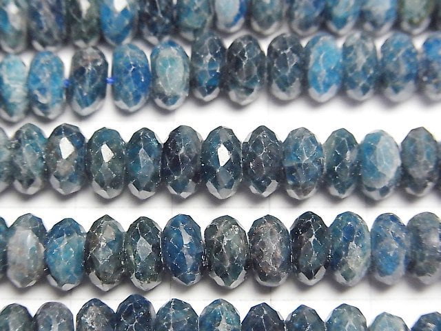 高品質!藍磷灰石 AA 刻面圓鈕形刻面珠 7.5x7.5x3.5mm 半串或 1 串珠子 (約15英吋/38公分)