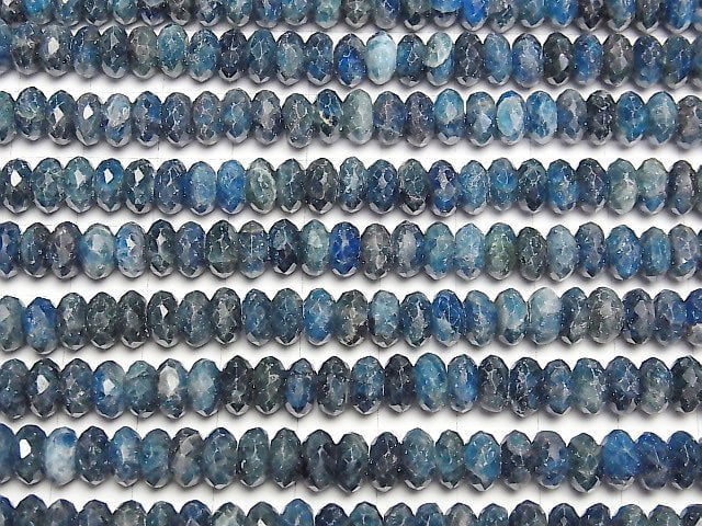 Hochwertig! Blauer Apatit AA facettierte Knopf-Rondelle 7,5x7,5x3,5mm halb oder 1Strang Perlen (ca. 15 Zoll/38 cm)
