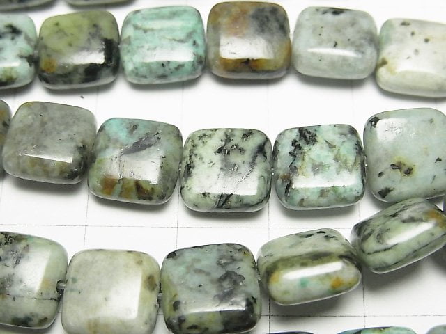 非洲松石方塊10x10x5mm半串或一串珠子 (約15英吋/38公分)