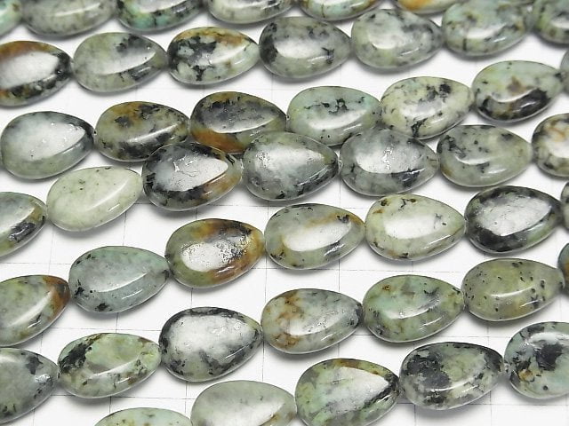 Afrikanischer Türkis vertikales Loch Tropfenform (glatt) 14x10x5mm halb oder 1Strang Perlen (ca. 15 Zoll/38 cm)