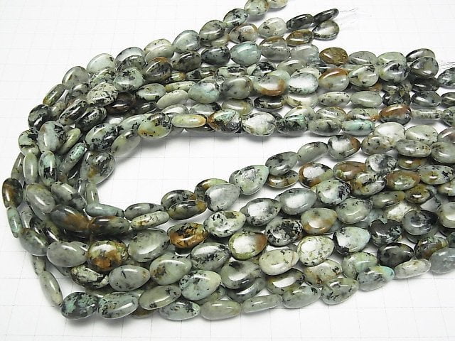 Afrikanischer Türkis vertikales Loch Tropfenform (glatt) 14x10x5mm halb oder 1Strang Perlen (ca. 15 Zoll/38 cm)