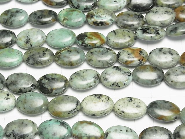 Afrikanische Türkis Oval 18x13x6mm halb oder 1Strang Perlen (ca. 15 Zoll/38 cm)