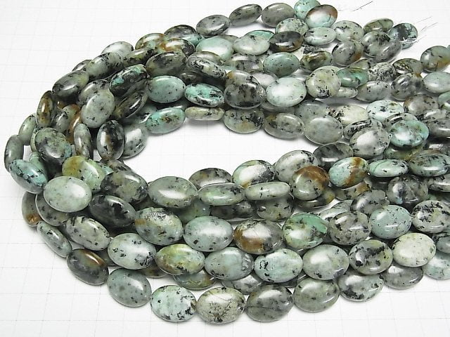 Afrikanische Türkis Oval 18x13x6mm halb oder 1Strang Perlen (ca. 15 Zoll/38 cm)