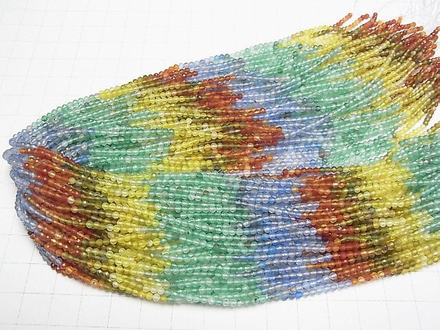 Hochwertig! Mehrfarbiger Achat facettiert Rund 2,5mm 1Strang Perlen (ca. 15 Zoll/38 cm)