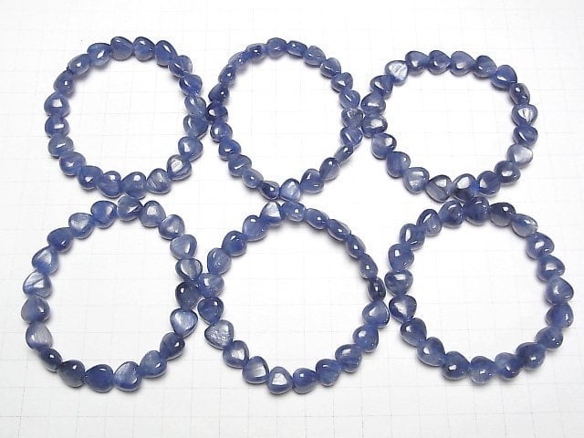Hochwertiger Kyanit AAA Vertikales Loch Herzform 10mm Armband