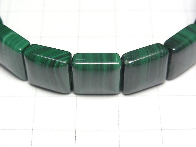 孔雀石 AA++ 雙孔方形 12x12mm 1串珠子(手鐲)