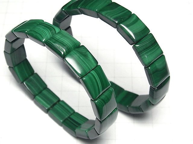 Malachit AA++ 2-Loch Quadrat 12x12mm 1strang Perlen (Bangle-Armband)
