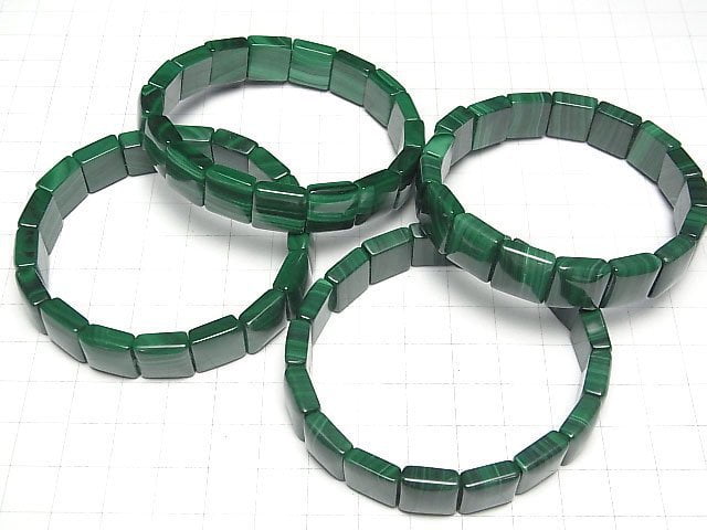 Malachit AA++ 2-Loch Quadrat 12x12mm 1strang Perlen (Bangle-Armband)