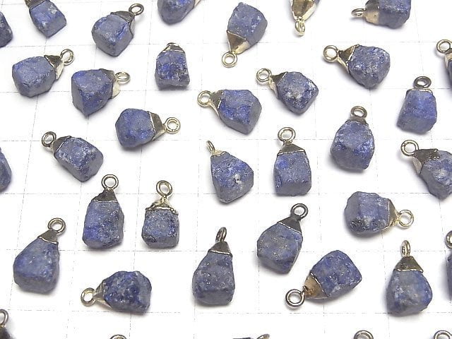 Lapislazuli Rohstein Charm goldfarben 2 Stück