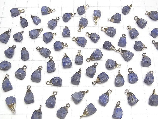Lapislazuli Rohstein Charm goldfarben 2 Stück