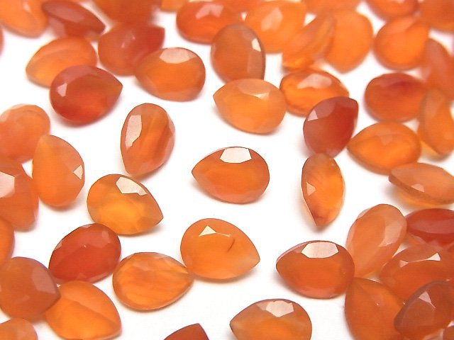 高品質紅玉髓 AAA - 散裝梨形刻面寶石 8x6mm 5顆