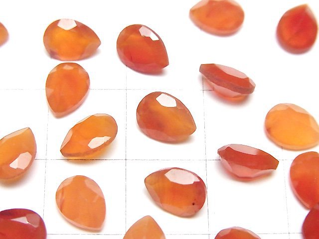 高品質紅玉髓 AAA - 散裝梨形刻面寶石 8x6mm 5顆