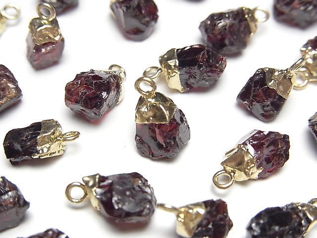 石榴石原礦吊飾 金色 2個