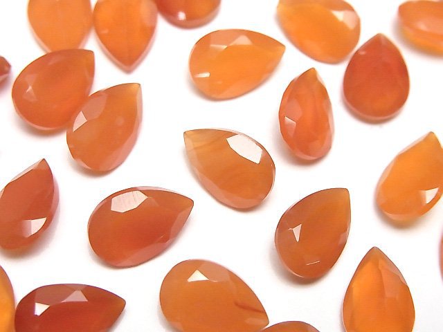高品質紅玉髓 AAA 梨形刻面裸石 12x8mm 2顆