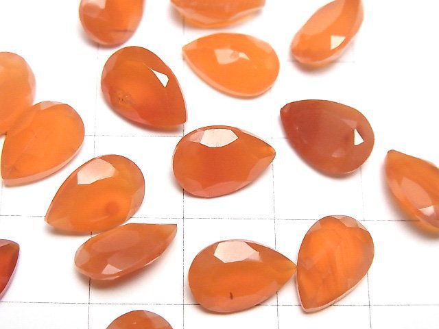 高品質紅玉髓 AAA 梨形刻面裸石 12x8mm 2顆