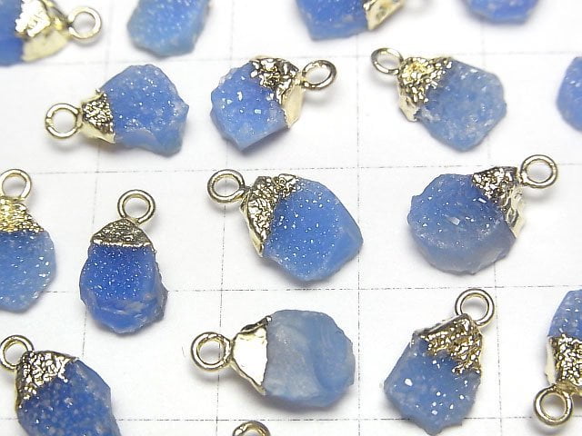Druzy Achat Rohstein Charm Blau 2 Stück