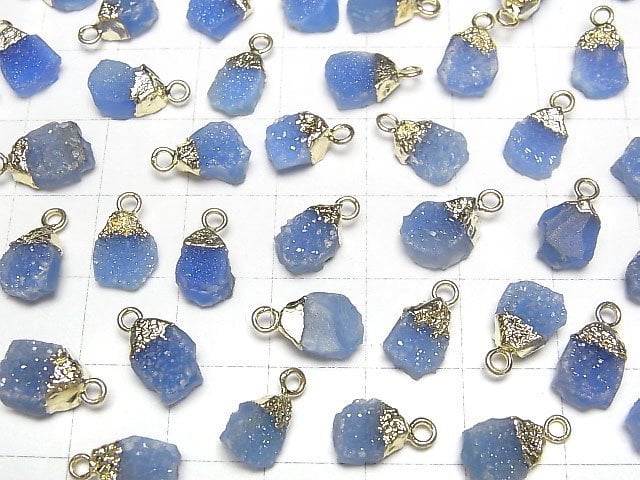 Druzy Achat Rohstein Charm Blau 2 Stück