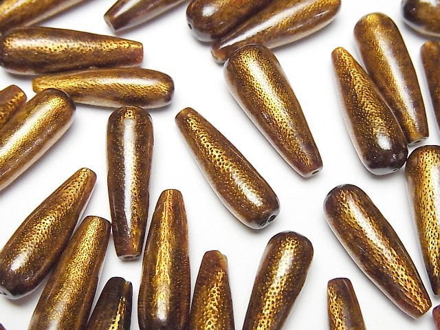 金珊瑚半鑽孔吊墜(光滑)20x6毫米 2件