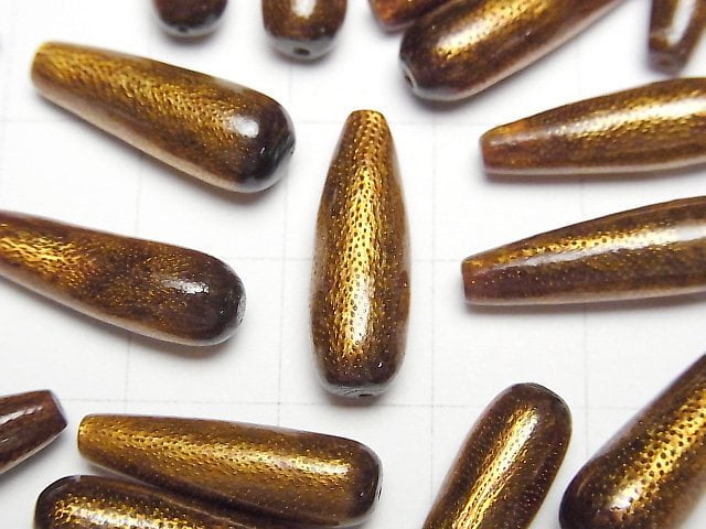 金珊瑚半鑽孔吊墜(光滑)20x6毫米 2件