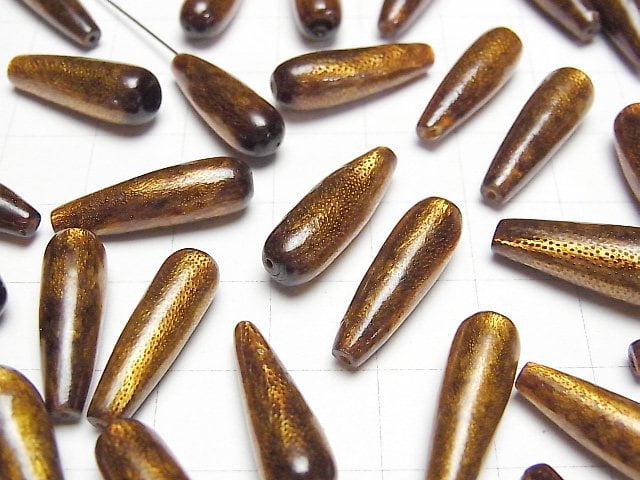 Goldkoralle Halb Durchbohrtes Loch Tropfen (Glatt) 20x6mm 2 Stück