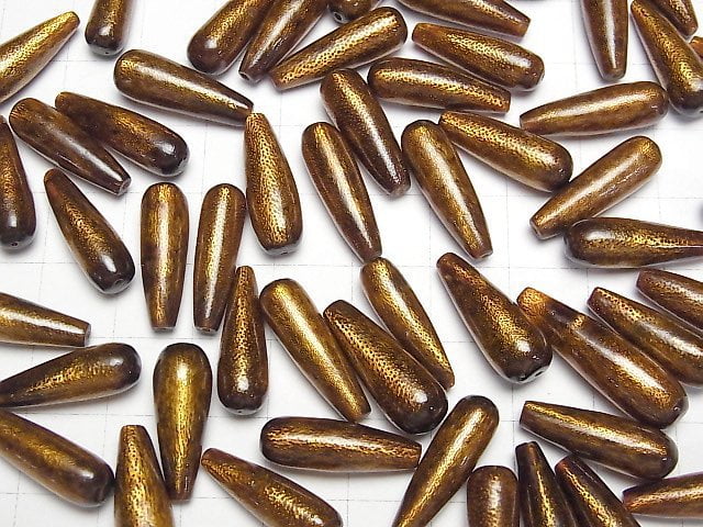 Goldkoralle Halb Durchbohrtes Loch Tropfen (Glatt) 20x6mm 2 Stück