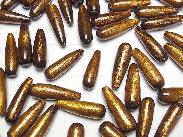 Goldkoralle Halb Durchbohrtes Loch Tropfen (Glatt) 27x7mm 2 Stück
