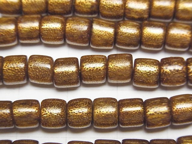 黃金珊瑚管珠 6x5x5mm 1串 (約16英吋/40公分)