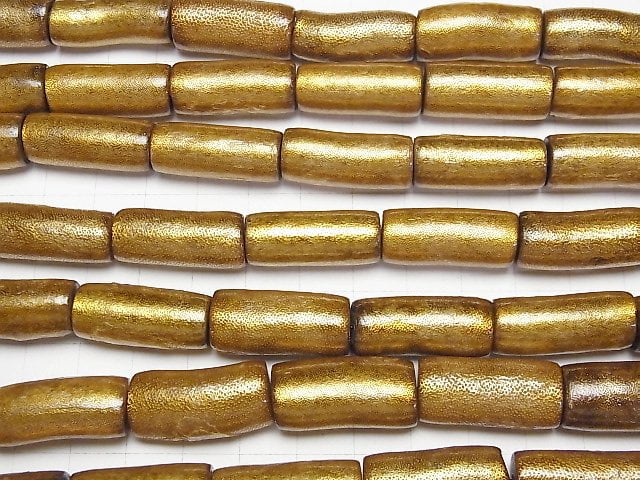 Goldkoralle Tube 25x11x11mm halb oder 1Strang Perlen (ca. 14 Zoll/34 cm)
