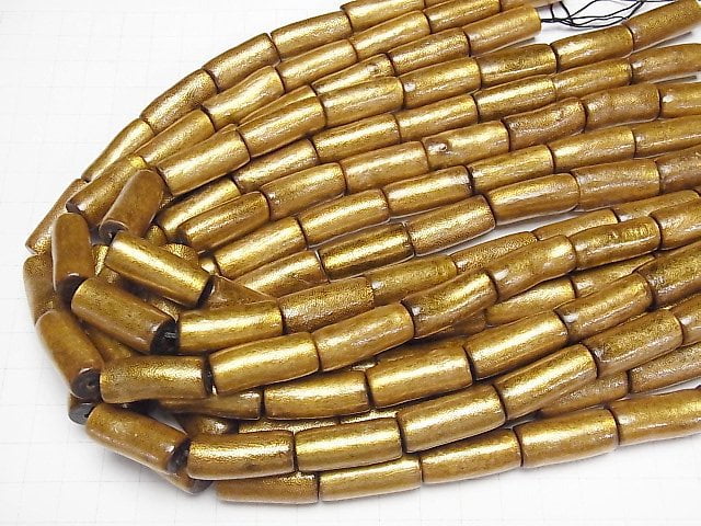Goldkoralle Tube 25x11x11mm halb oder 1Strang Perlen (ca. 14 Zoll/34 cm)