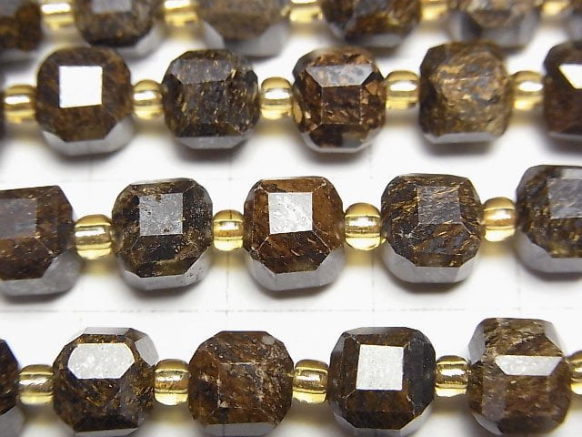 高品質!古銅輝石方形珠 7x7x7mm 一串(約15英吋/37公分)