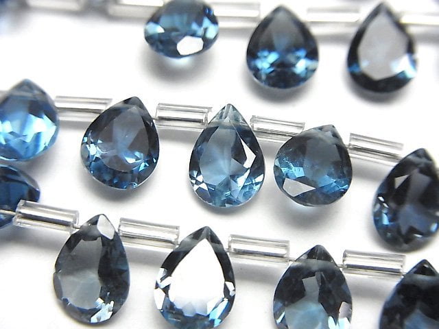 高品質倫敦藍托帕石 AAA 梨形刻面 8x6mm 1/4 或 1 串珠(16 顆)