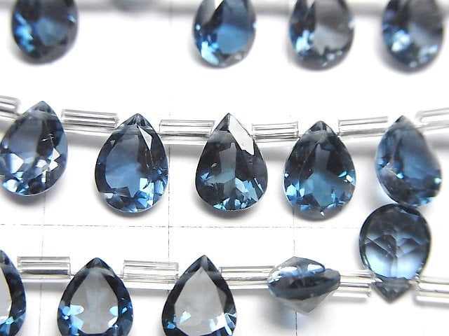 高品質倫敦藍托帕石 AAA 梨形刻面 8x6mm 1/4 或 1 串珠(16 顆)