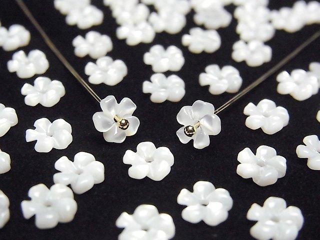 High Quality White Shell (Silver-lip Oyster) AAA Flower 6mm Center Hole 4pcs