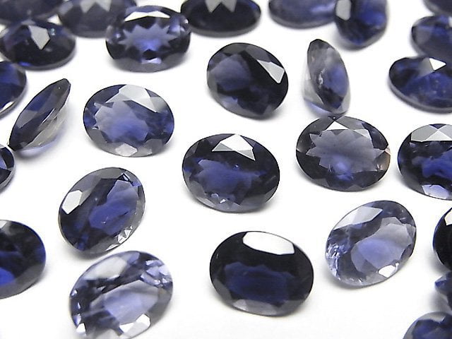 高品質堇青石 AAA 刻面橢圓形裸石 9x7mm 2顆
