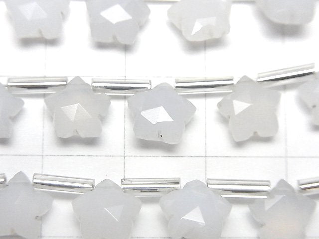 白色玉髓 AA++ 刻面星星 8x8mm 1串珠子 (8顆)
